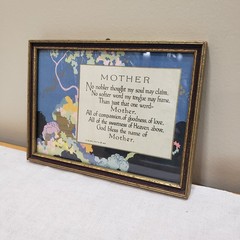 Antique Mother Poem Framed Print 1925 Art Nouveau Floral Cottage Victorian Decor