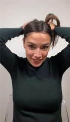 ALEXANDRIA OCASIO CORTEZ AOC TYING HAIR GLOSSY POSTER PICTURE PHOTO PRINT ny 386