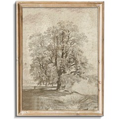 Neutral Etching Vintage Tree Sketch Print, Tree Canvas Wall Art, Antique Rust…