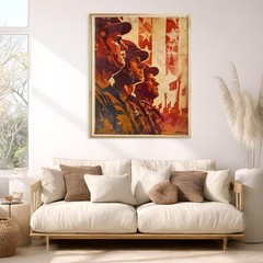 Patriotic Wall Art, Vintage Rifle and Flag Poster, Memorial Day Print