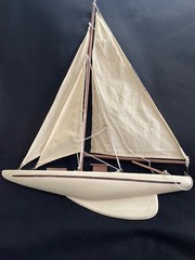 2 Wood + Canvas Sailboat Wall Art 16X20″ Red White stripes + White «Really Nice»