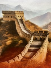 The Great Wall of China Picture Black Framed 12″ x 15″