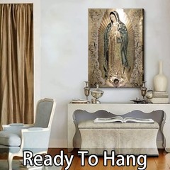Virgen de Guadalupe Vintage Wall Art 24×36 Catholic Home Decor Canvas Print