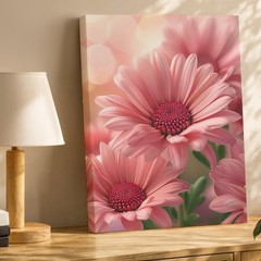 Pink Daisy Flowers Canvas Wall Art Floral Nature Garden Print For Home Decor