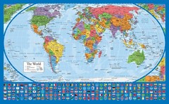 Equal Earth World Map Poster – map design shows 18″ x 29″, LAMINATED
