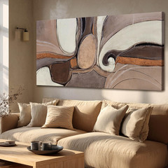 Neutral Earth-Tone Abstract Canvas Art with Gold Accents for Modern Decor 20×40