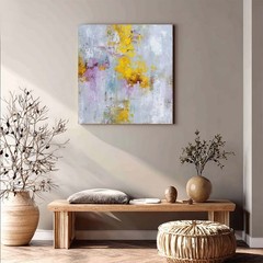 Hand Painted Oil Painting Abstract Canvas Wall Decor Home Decor Pinkj Gray