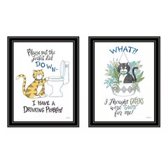 Framed 2-Pieces 14 In. X 18 In. Vignette (I Have a Drinking Problem) Black Wall