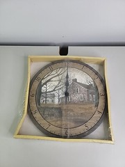 NEW Billy Jacobs Wall Clock STONE COTTAGE Country Farmhouse 13″ Round