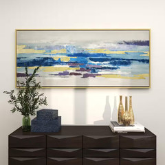 1- Panel Abstract Framed Wall Art with Gold Frame 32 In. X 71 In.