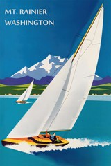 Mount Rainier Tacoma Sailing Washington Art Wall Room Poster – POSTER 20×30
