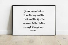 John 14:6, Bible Verse Quote, Horizontal Poster Print, Home Wall Art Décor