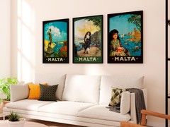 Malta, Valletta 1910s — retro travel poster, vintage travel art print
