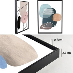 Wall Art 3 Pieces of Framed Decorative Paintings Abstract Simple Orange White Bl