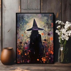 Halloween Vintage Witchy Wall Art Prints Creepy Gothic Dark Moody Pictures De…