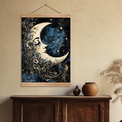 Moon Wall Art Decor– Vintage Hanging Wall Painting Abstract Poster with Solid…