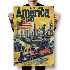 America 250th Anniversary Industrial Factory Patriotic USA Flag – POSTER 20″x30″
