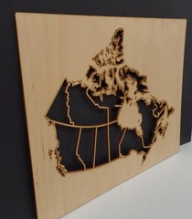Canada Map Craft Kit Natural Wood Laser Cut & Canvas 8×10 Wall Decor USA #M03