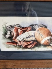 Football Decor Sport Theme Ready Hang 23.5 Inch X 13.5 Inch Watercolor Print