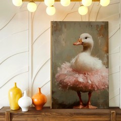 Farmhouse Canvas White Duck in Pink Tutu Farm Animal Farmhouse Office Print