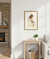 Jesus The Good Shepherd Art Print – Gentle Shepherd & Lamb Watercolor Painting