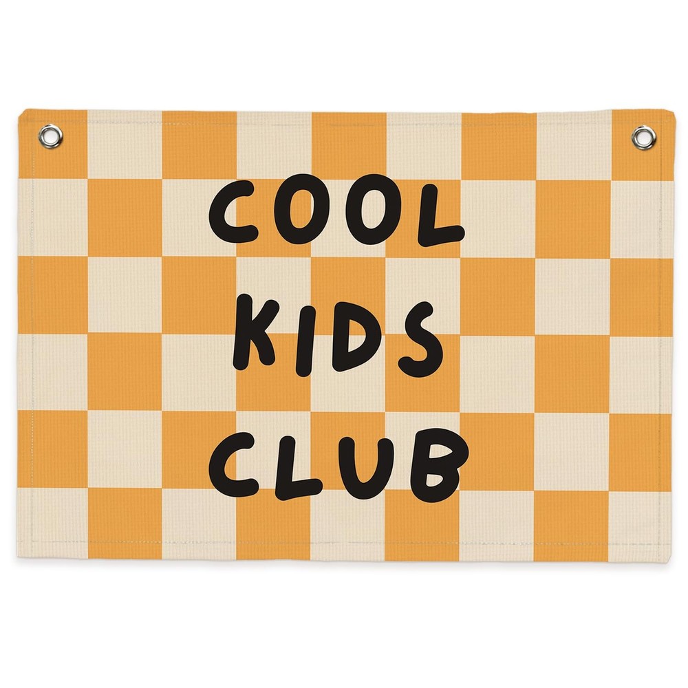 Cool Kids Club Banner Canvas Wall Hanging, Playroom Decor Wall Art, Trendy Or…