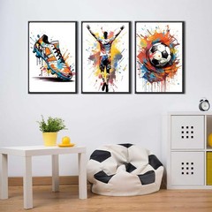 VeeFeng 3Pcs Graffiti Soccer Wall Art Sneakers Posters Wall Decor Prints Pict…
