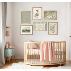 Vintage Nursery Wall Art Kids Canvas Poster Baby Room Wall Decor Sage Green Duck