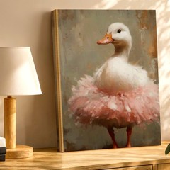 Farmhouse Canvas White Duck in Pink Tutu Farm Animal Farmhouse Office Print