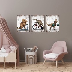 Dinosaur Canvas Wall Art Fitness Modern Gallery Wrapped Prints Teen Room