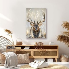Moose Canvas Wall Art Abstract Wildlife Elk Deer Picture Large Vintage Animal…