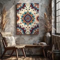Bohemian Mandala Floral Wall Art Canvas Decorative Geometric Pattern Print