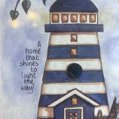 Lighthouse Framed Picture Bird Birdhouse Heidi Satterberg 11.5 x 9.5 In