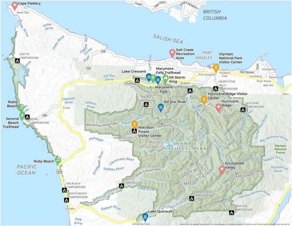 Olympic National Park Map GLOSSY POSTER PICTURE PHOTO PRINT BANNER 11933