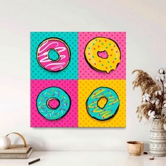 Andy Warhol Style Canvas Wall Art – Bright Donut Pop Art Modern Canvas Print.
