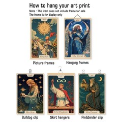 Tarot Wall Art Vintage Tarot Card Poster The Sun Moon Hermit Empress Prints G…