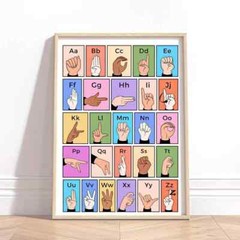 American Sign Language ABC Print, ASL Alphabet Wall Poster, Classroom Poster
