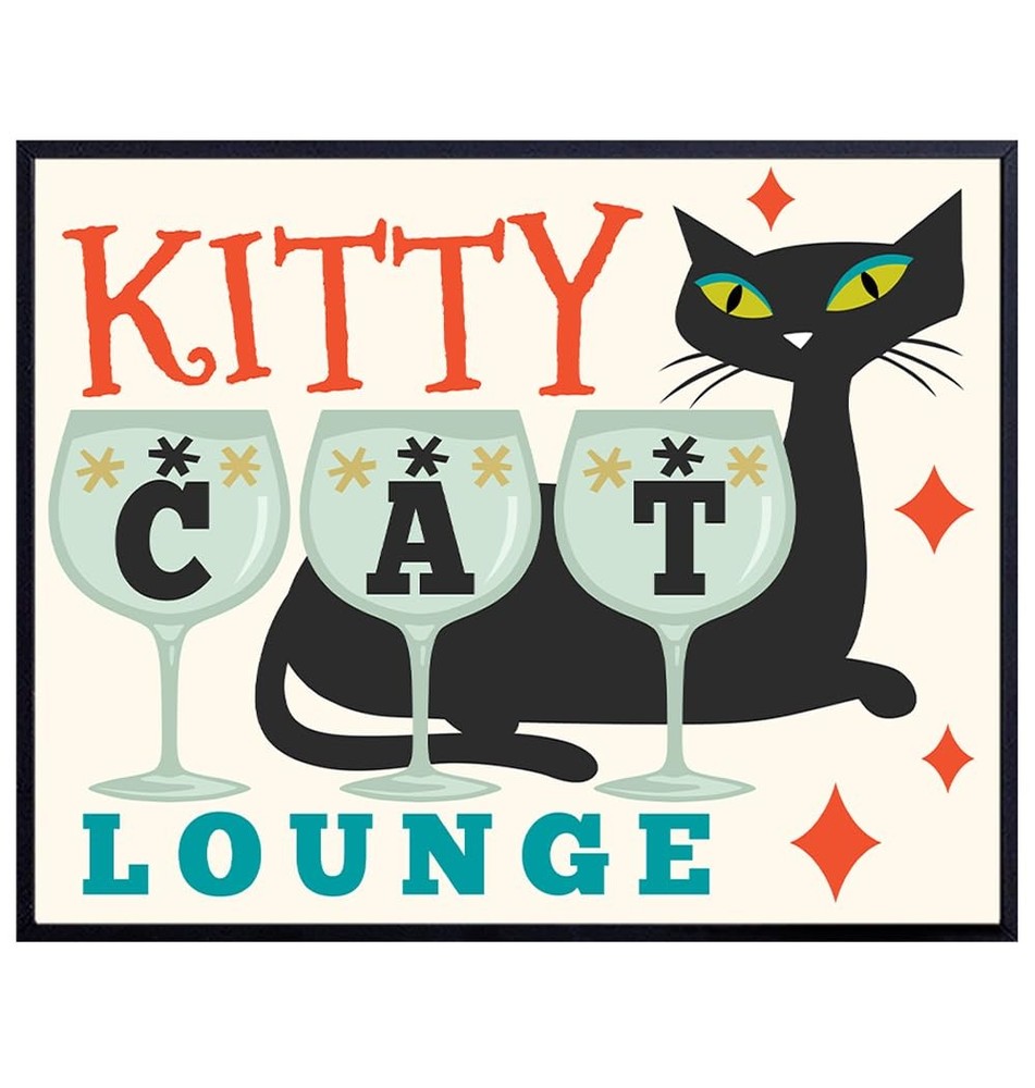 Mid-century modern Wall Decor – Mid-century modern Wall Art – Kitty Cat – Minima