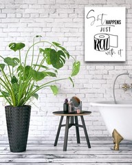 Funny Bathroom Wall Art Decor, Black and White Toilet Paper Wall Art, Waterpr…