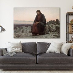 Jesus Christ In The Wilderness Kramskoy Christian Bible Canvas Wall Art Print