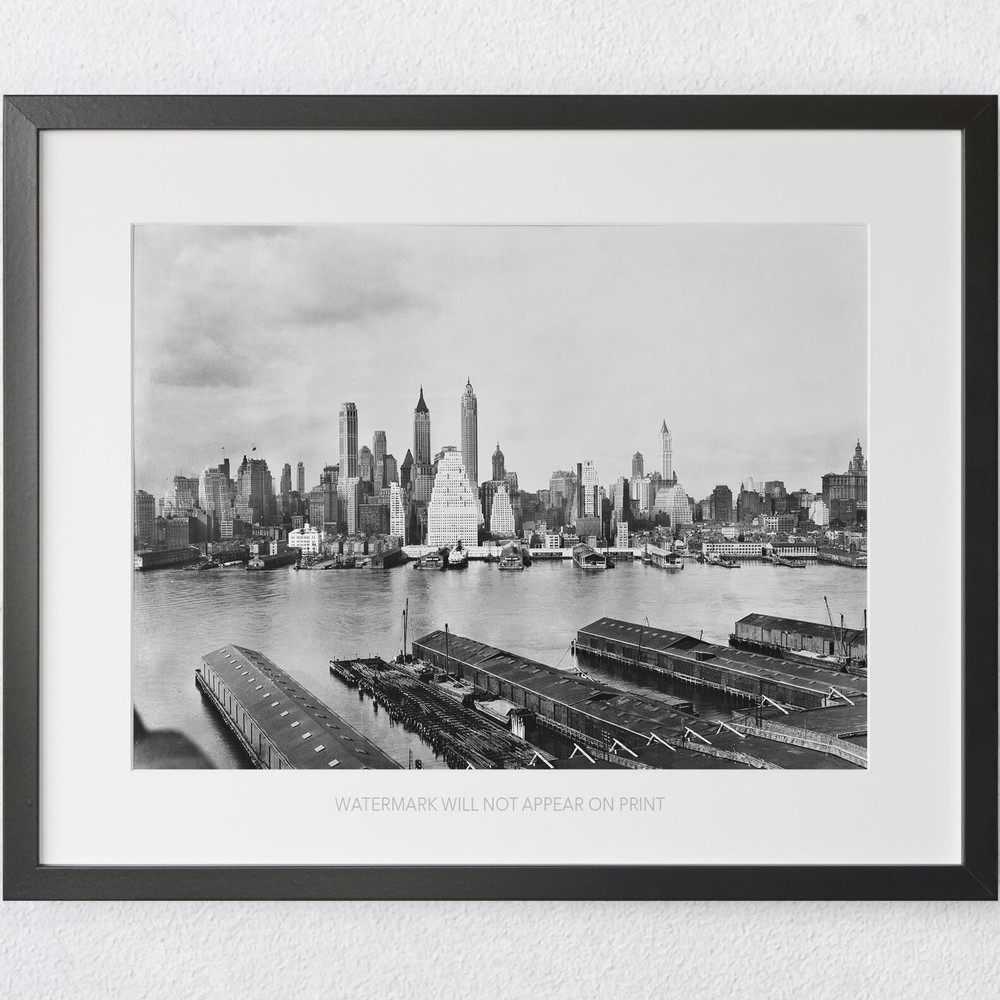 NYC New York City Skyline from Brooklyn 1931 Vintage 1900s Premium Art Print