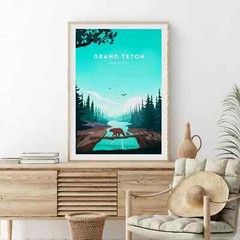 Grand Teton traditional travel print – National Park, Grand Teton Poster Decor