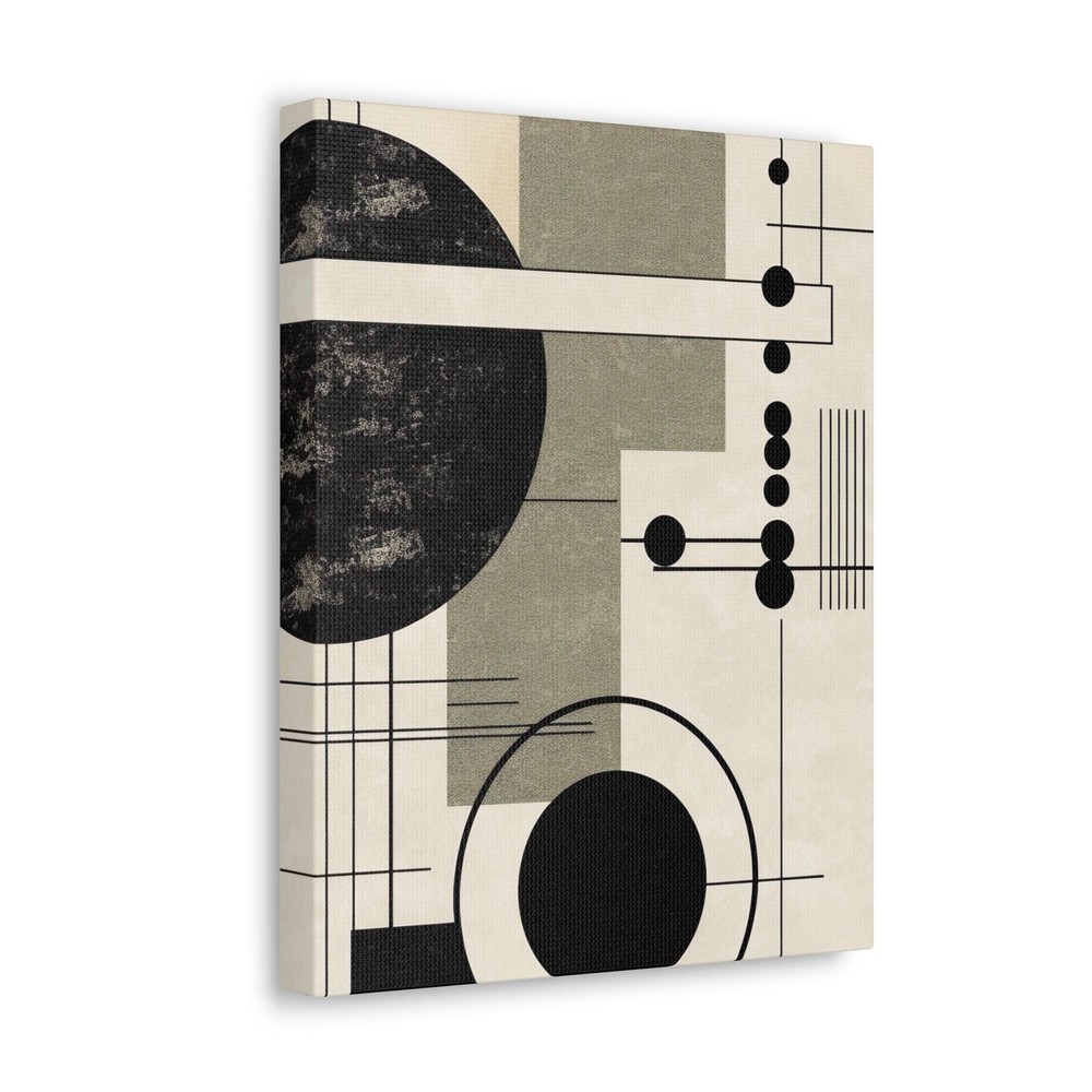 Wall Art Decor – Canvas Print Artwork – Abstract Black Beige Brown Geometric Sha