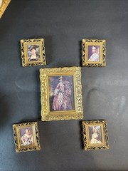 5 Vintage Gold Plastic ‘Framed Petites’ VICTORIAN STYLE reprints, 1-4×5 4- Small