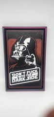 Darth Vader Funny Meme Wall Art Framed 3D Star Wars Dark Side Sign 8.5”x6” Decor