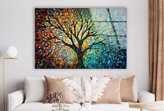 Colored Tree Glass Wall Art