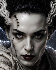 Bride of Frankenstein Poster Portrait Horror Gothic Wall Art Print Halloween