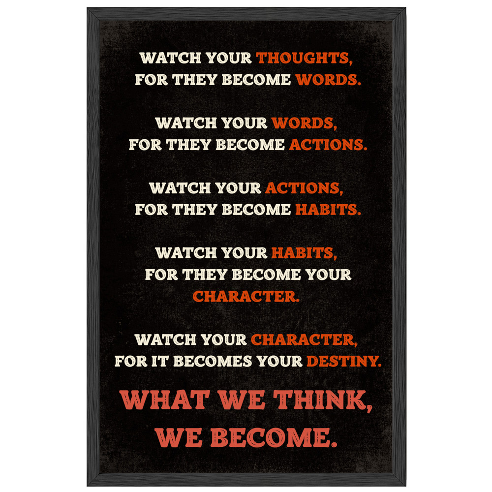 Watch Your Thoughts Classroom Wall Art Framed Poster 11×17 Home Office Decor