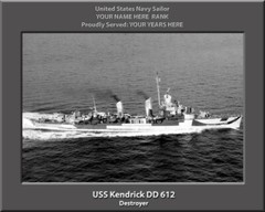 USS Kendrick DD 612 Personalized Canvas Ship Photo Print Navy Veteran Gift