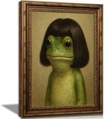 Funny Frog Wall Art Vintage Gold Frame Froge Wall Decor Interesting Animal Pi…
